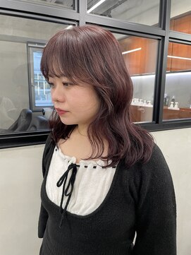 ニコ トウキョウ 渋谷(nico TOKYO) ダブルカラーチェリーレッドピンクブラウン韓国レイヤーロング