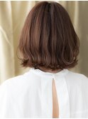 グレージュブラウンくびれミディアムボブパーマX上尾30代40代