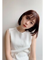 トイロ 渋谷(Toiro) 韓国ボブワンレンボブシースルーバングピンクグレージュ