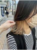 インナーカラーミルクティーベージュブリーチダブルカラー大宮