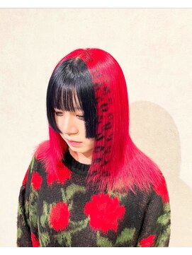 イト(ito) ヒョウ柄カラー/姫カット/赤髪/ツートンカラー/派手髪兵庫県姫路