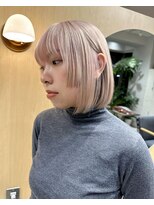 スタン 渋谷(Stam)&nbsp;ミルクティーピンクアッシュカラータッセルボブ前下がりボブ