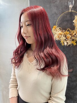 ロンドシエル 横浜(Lond ciel) デジタルパーマチェリーブラウンブリーチなし顔周り前髪/横浜