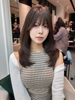 ステア ケース(stair case)&nbsp;韓国内巻きレイヤーカット顔まわり前髪カットブラウンカラー