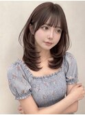 韓国風ハッシュカットミディアムレイヤー顔周りくびれヘアp越谷