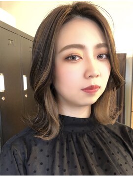 ムード マグ レーベル 南松本(MOOD Mag Label) 【MOOD】20代30代ロングウルフインナーカラーオリーブグレージュ