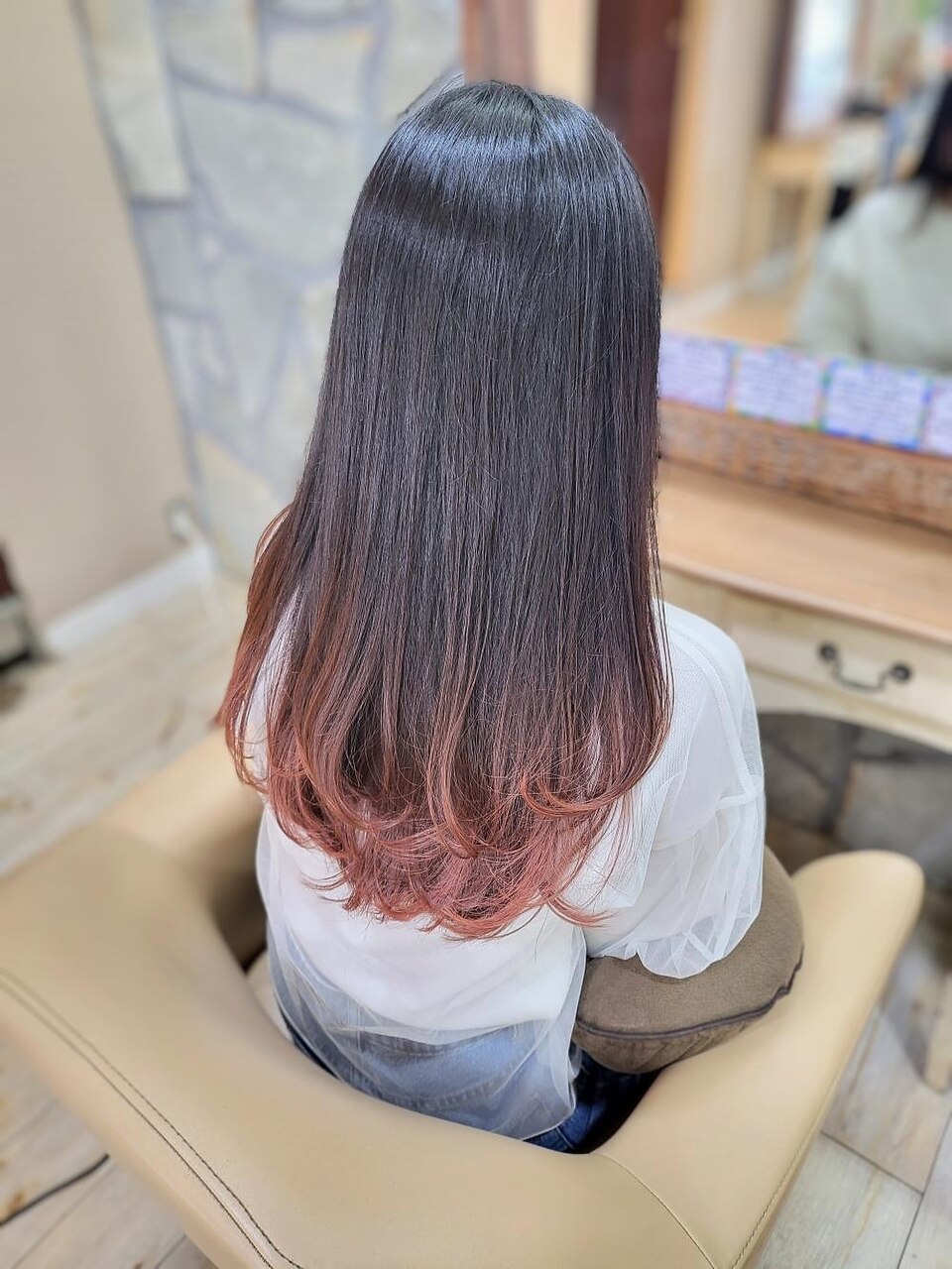 ロングロールゴールドグラデーションオレンジピンクウィッグ
