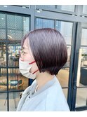 大人美人イメチェン大人丸みボブこなれヘアチェリーブラウン