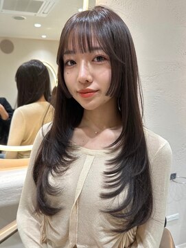 サイン 渋谷(SIGN) 韓国ヘアーハッシュカットレイヤーカットグレージュブリーチ無し