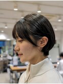 黒髪耳掛けショート！