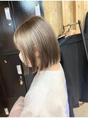ダブルカラーミルクティーベージュカラーケアブリーチ韓国ボブ