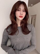 ソヨン 金山店(SOYON)&nbsp;ミディアムレイヤー/黒髪スタイル/ボルドーカラー/小顔ヘア/g58