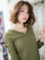 大波純一美容室パーティハン&nbsp;大人美人モカブラウン抜け感ふわボブパーマa小山20代30代40代