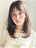 斜めバングレイヤーカット艶感ミルクブラウン美髪#519g0721