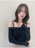 レイヤーカット大人韓国顔まわりレイヤーグレーベージュ