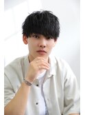 ウェーブミディアムゆるスパシャギーショートバング