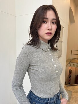 ビュートリアム265(BEAUTRIUM 265) 外ハネミディアムくびれミディ長め前髪ボブチョコレートブラウン