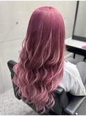 ケアブリーチバレイヤージュハイライトピンクグラデーション