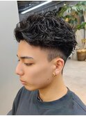 スパイキーショートメンズ短髪ヘアブルーブラック