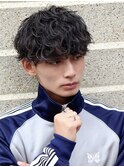 波巻きスパイラルパーマ刈り上げツーブロックマッシュショート