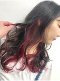 10代20代カラートリートメント×インナーカラーピンクレッド