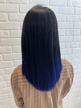 デイジー インデックスヘア 大島店(DAISY index hair) ブリーチあり裾カラーグラデーションカラーブルーセミロング