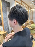 センターパートメンズマッシュパーマニュアンスパーマ刈り上げ