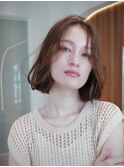大人かわいい前髪セシルカットココアブラウンフリンジウェーブ