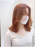 大人可愛いふんわりカールミストバング外国人風カラーブリーチ