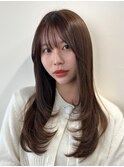 美髪レイヤーカット/顔まわりレイヤー/くびれミディアムレイヤー