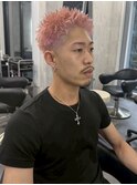 スパイキーショート/ホワイトピンク/メンズブリーチカラー/渋谷