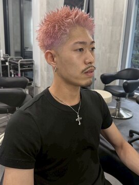 ラベル 渋谷(LAVEL) スパイキーショート/ホワイトピンク/メンズブリーチカラー/渋谷