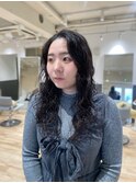 パーマ×ロングヘアー12.7小顔黒髪
