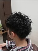 メンズツーブロックトップポイントパーマスタイル