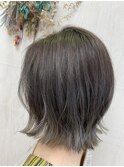 透け感バングバレイヤージュハイライトグレージュぷつっとカット