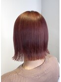 レッドピンク/切りっぱなしボブ