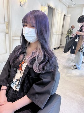 アソビセカンド 原宿(ASOBI 2nd) インナーカラーホワイト ライトパープル wカラー