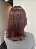 ピンクブラウン外ハネブラウンブリーチなし所沢