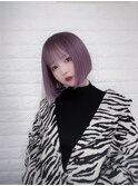 ラベンダー×切りっぱなしボブ