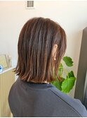 切りっぱなしボブグレージュボブミルクティーベージュボブ