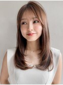 斜めバング20代30代40代◎セミディ愛され前髪レイヤーカット
