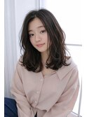 セミロング30代40代ストレートレイヤー前髪なし前髪あり池袋