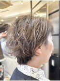 明るい白髪染め/白髪ぼかし/丸みショート/40代/50代/60代/