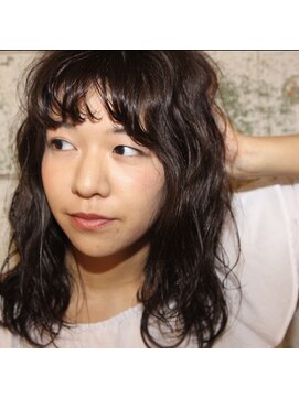 ラクサ ヘア ワークス(LAXA HAIR WORKS) ＊オン眉ナチュラルさと透明感のあるゆるふわミディ＊