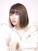 前下がりストレートボブラベージュ切りっぱなしボブハイライト!