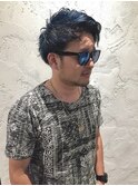 Men's ツーブロ束感ショート×ネイビーアッシュ