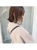 外ハネボブ/切りっぱなしボブ/ボブ/グレージュ
