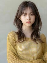 イオ 本厚木(io)&nbsp;顔まわりレイヤーベージュカラー前髪カットウルフ似合わせ