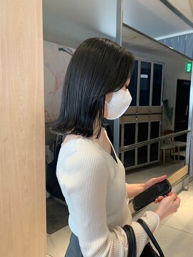 ヘアサロンガリカアオヤマ(hair salon Gallica aoyama) <丸山日向>黒髪外ハネボブ顔周りレイヤー