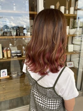 ノート ヘアーサロン(NOTE HAIR SALON) 大人インナーカラーピンクオレンジ